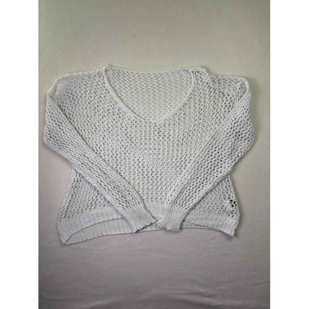 Shein Size Large Women's Long Sleeve Crochet Top Peekaboo Sweater/ Swim Coverup